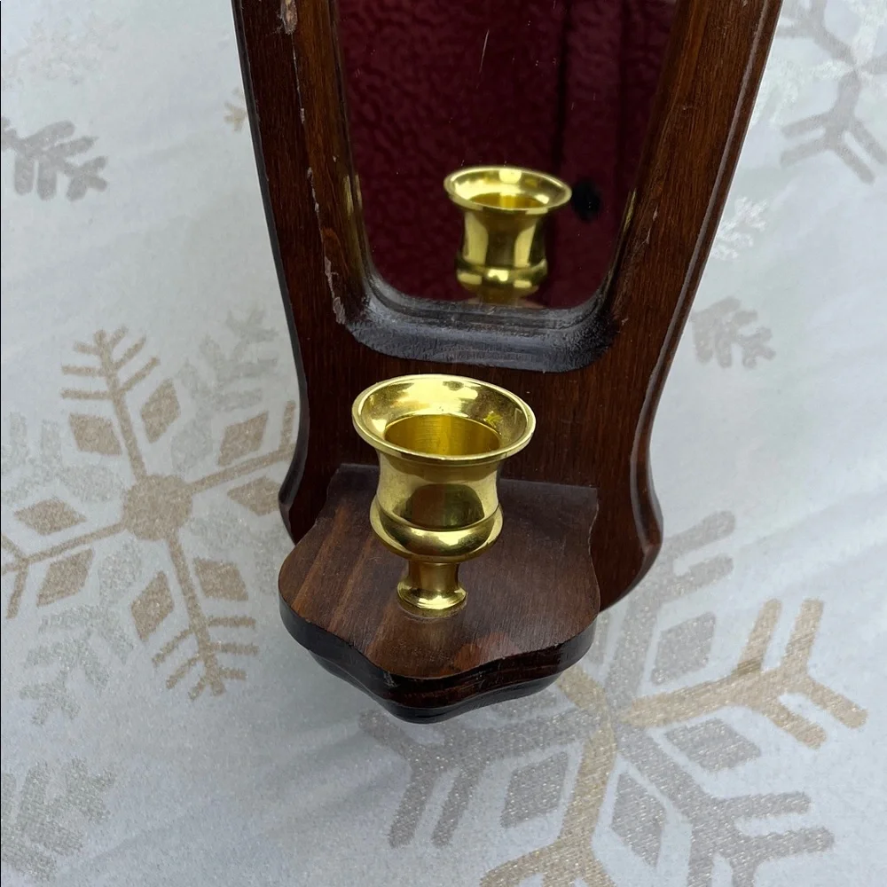 Elegant Brown Wall Mirror with Candle Holder